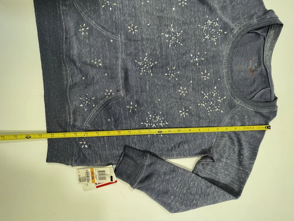 Style & Co Woman’s Petite Blue Jeweled Long Sleeve Sweatshirt PS - Image 4 of 4
