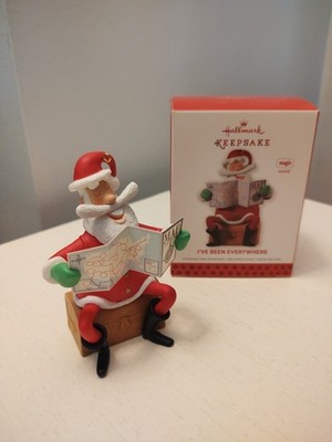 Hallmark Keepsake 2013 I've Been Everywhere Music Santa Reading Map Magic Sound