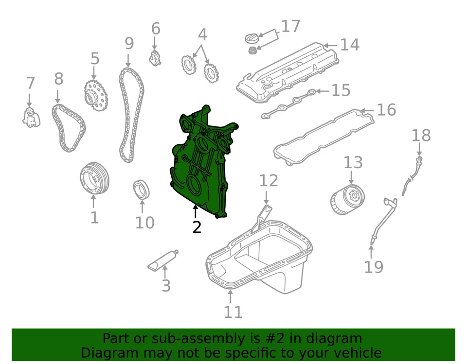 Cubierta de distribución delantera genuina Nissan Frontier Xterra 2.4 - NUEVA OEM Foto 3 de 3