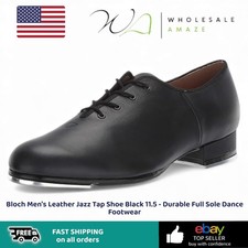 Bloch Men's Leather Jazz Tap Shoe Black 11.5 - Durable Full Sole Dance Footwear