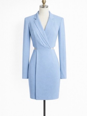 Express Light Blue Blazer Dress Long Sleeve Belted Collared Size S | eBay Express Light Blue Blazer Dress Long Sleeve Belted Collared Size S | eBay