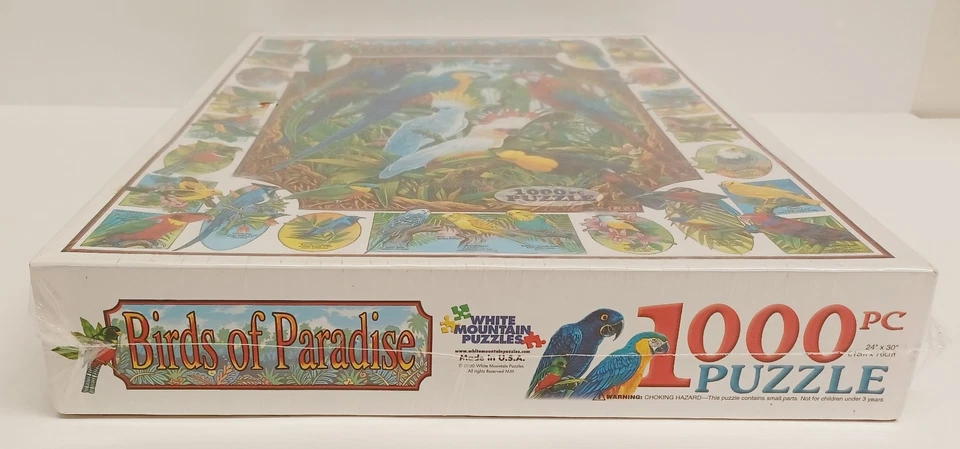 Rompecabezas White Mountain #174 Birds Of Paradise 1000 piezas como nuevo caja sellada desgaste Foto 4 de 4