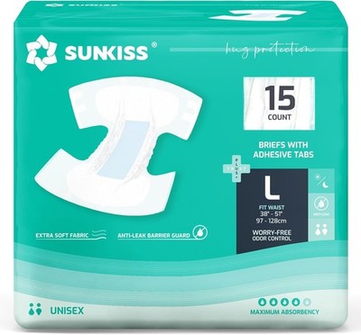 SUNKISS TrustPlus Adult Unisex Diapers Large with Tabs Max Absorbency 15 Count