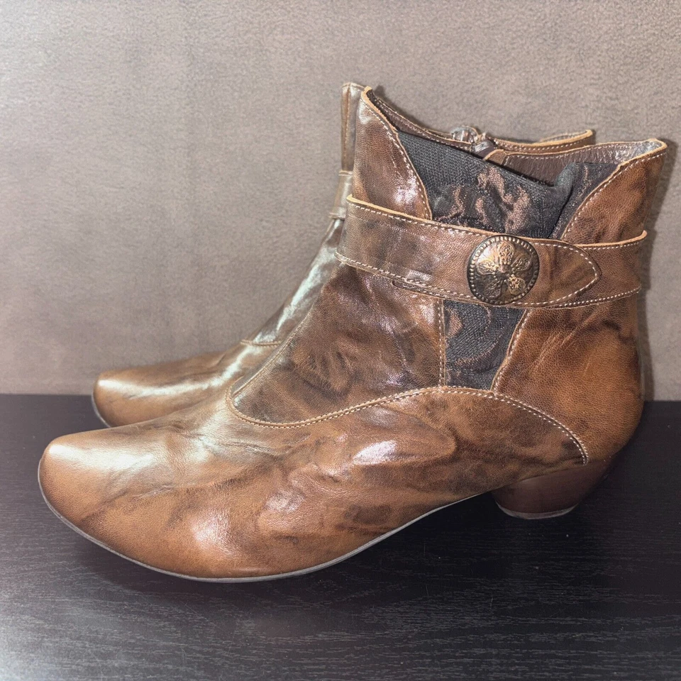 ¡Piensa! Botines de cuero marrón botines zapatos para mujer talla 10 EE. UU. 42 UE Foto 4 de 4