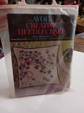 Vintage 1974 AVON Creative Needlecraft SPRING VIOLETS PILLOW Crewel Kit NEW