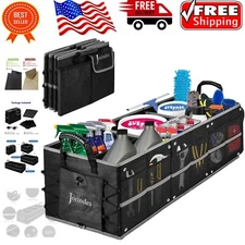 Expandable Trunk Organizer with Adjustable Compartments - Sturdy and Waterproof