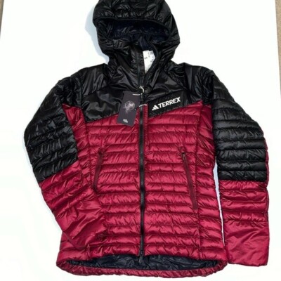 S adidas Womens TERREX Techrock YR 800 Fill Down hiking Jacket red IB4198 $350