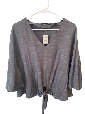Blu Pepper Bell Sleeve Top Women s Size Medium Gray Fairycore Romantic NWT