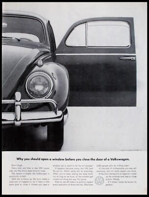 1961 VW Beetle Bug Volkswagen Open Window Before Closing Door Vtg  PRINT AD