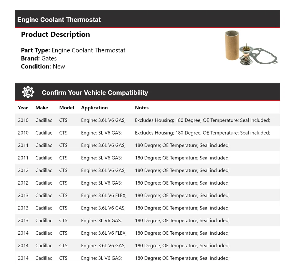 Puertas termostato refrigerante motor Cadillac CTS 2010-2014 2011 2012 2013 Foto 2 de 4