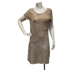 Free People Champagne Gold/Silver Metallic Party Clubwear Mini Dress Size Medium