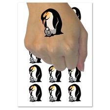 Cute Emperor Penguin Mother with Baby Chick Temporary Tattoo Water Resistant Set