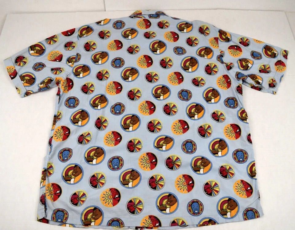 Camisa informal vintage platino FUBU talla XL 00s Fat Albert Friends estampado integral Foto 2 de 4