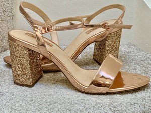 office gold block heels