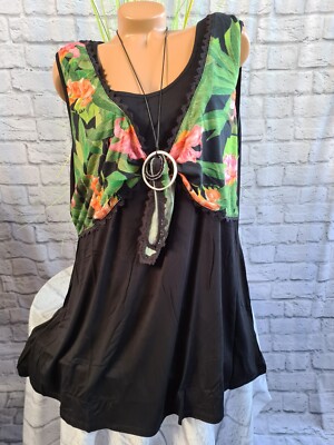 Joe Browns Shirt Tunika Top Zipfelform Gr. 44 bis 58 schwarz Muster (501) (256)