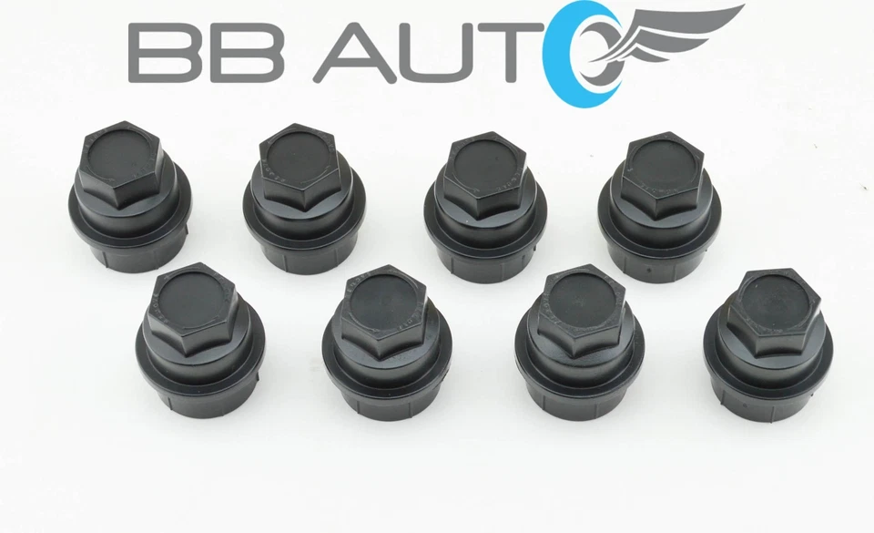 8 NUEVAS TAPAS DE TUERCAS NEGRAS CHEVY GMC SILVERADO 1500 2500 CAMIÓN TAMAÑO COMPLETO Foto 2 de 4