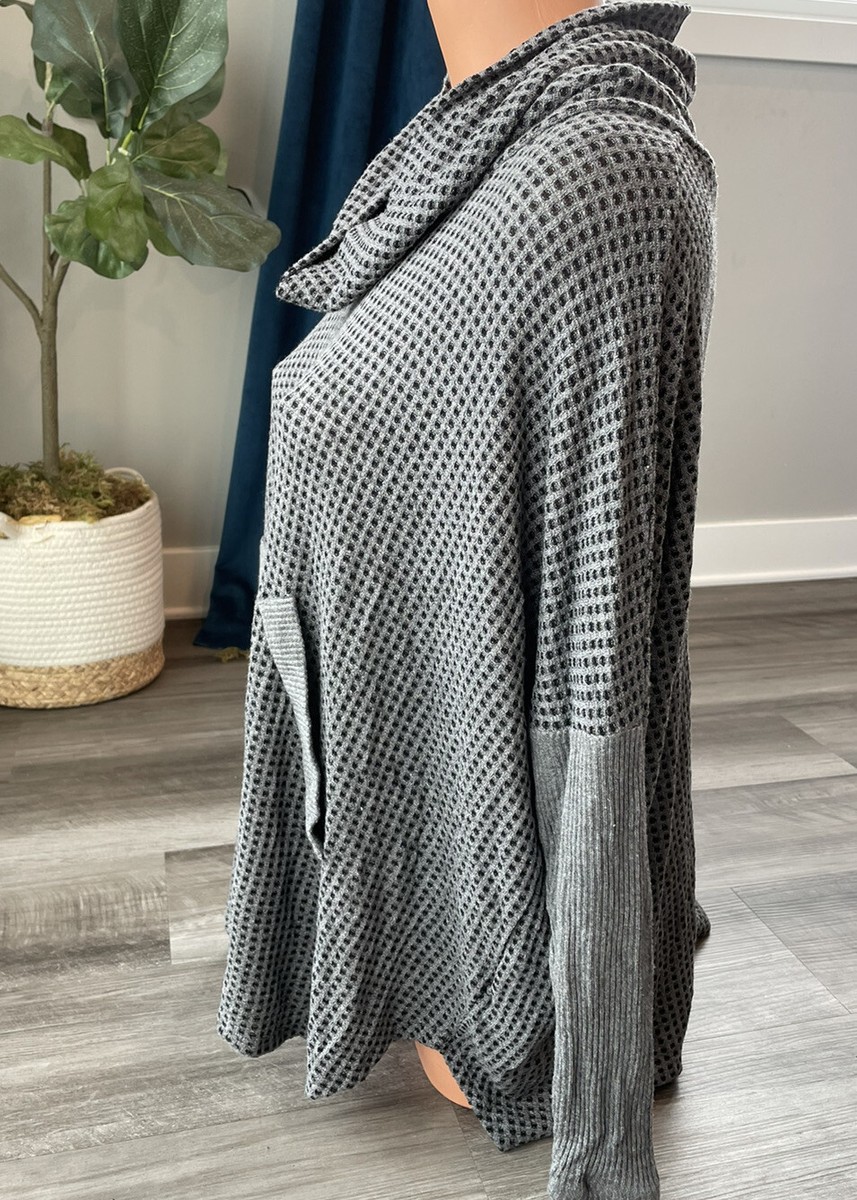 n/p Gray Waffle Knit Sweater M Pullover Cowl Neck Soft View 2