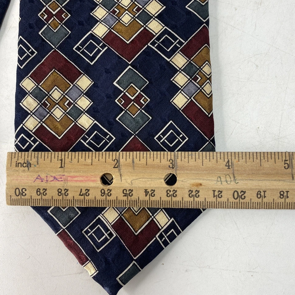 Corbata Anthony Richards Azul Geométrica Seda Hecha en EE. UU. Para Hombre Día del Padre Foto 3 de 4