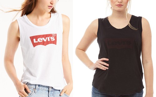 Levis Womens White Black Sleeveless 