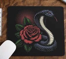 Red Rose Snake Graphic Mouse Pad
