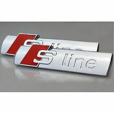 COPPIA STEMMI TARGHETTA SCRITTA LOGO FREGIO AUDI S LINE A1,A3,A4,A5,Q3,Q5,Q7 2PZ