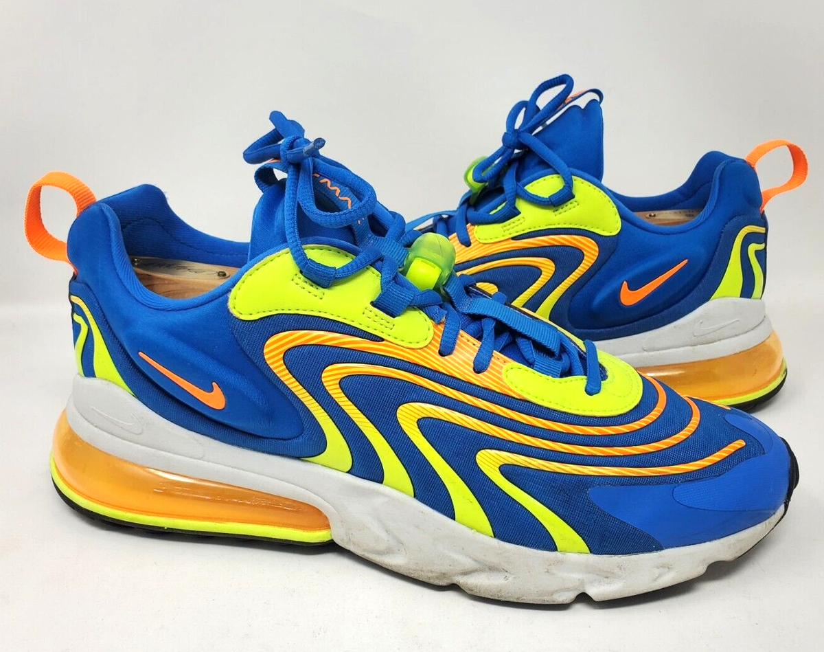 Nike Air Max 270 React ENG Blue Soar Total Orange Volt White Men Shoe Size 