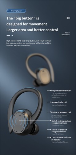True Wireless Bluetooth Headset Stereo Music Earphone Business Sports Headphones - Picture 7 of 10