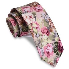 Fashion 2.4"  6cm  Floral Skinny Tie for Men Slim Flower Beige/Olive/Pink/Brown
