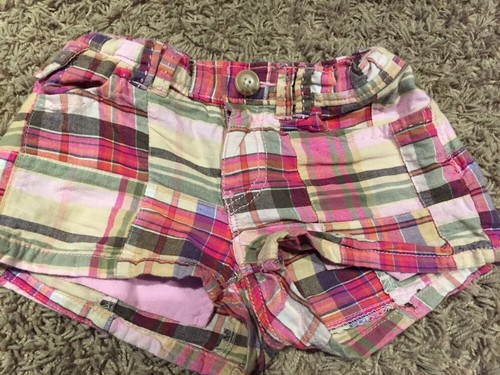 euc GAP KIDS Patchwork Plaid MADRAS SHORTS 5R 5 regular adjustable waist PINK - Picture 2 of 2