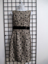 TAHARI   🌸 SIZE 10==BLACK & METALLIC GOLD / SEQUIN WAIST / EVENING PARTY DRESS