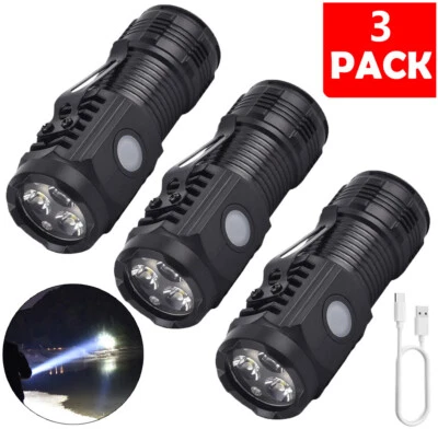 KWENTERPRISE 3-PACK Super Bright LED Mini Flashlight USB Rechargeable Pocket Keychain Torch