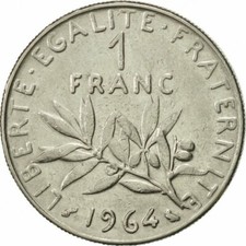 1964 France 1 Franc Coin – Fifth Republic (KM# 925, G/VG Condition or Better)