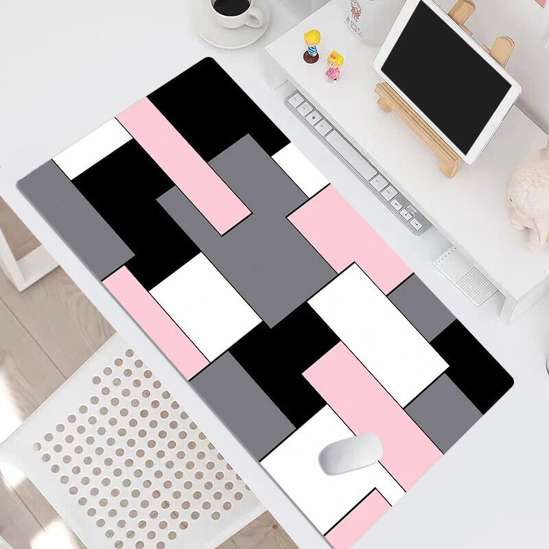 Black and Gray Mouse Pad Pink Geometric Mouse Pad for Keyboard and Desk Mat - Image 4 of 4