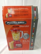 Proctor Silex Durable Blender~RED~48 Oz. 10 Speed 500 Watt Stainless Steel Blade
