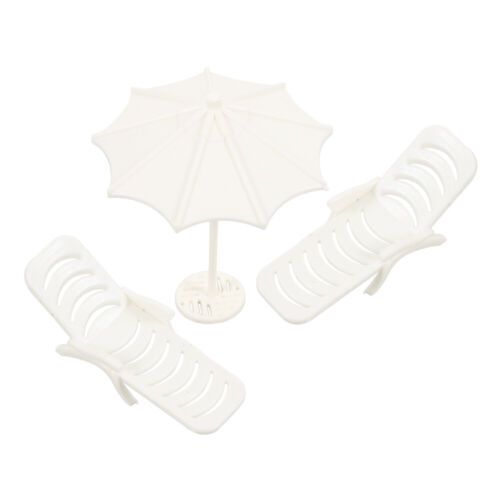 1 set di sedie da spiaggia in miniatura e ombrellone da spiaggia, decorazioni - Zdjęcie 1 z 20