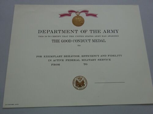 (U01) Original US Urkunde Diplome Certificate  GOOD CONDUCT Medal - Bild 1 von 8