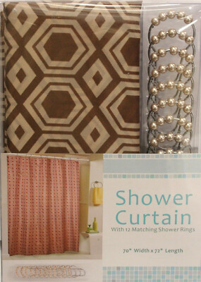 13 PC Matrix Complete Set Fabric Shower Curtain 12 Bright Stripe Roller Hooks