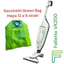 FOLLETTO VK200 RICONDIZIONATO ORIGINALE HD60 VORWERK SACCHETTI GREEN BAG HEPA12