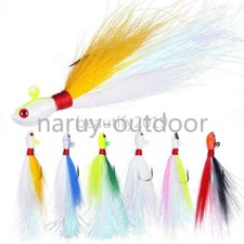 6PCS Bucktail Hair Jig Fluke Lure Hair Jig Bass Striper Bluefish Halibut Redfish
