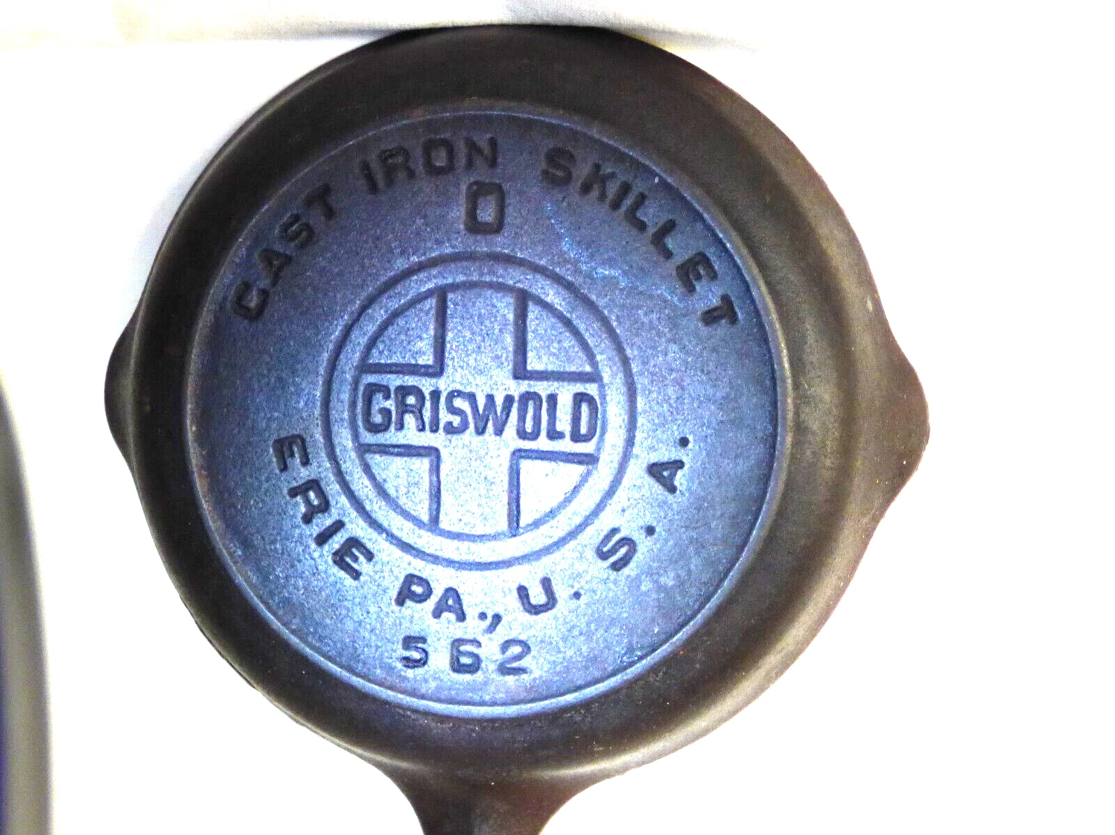 Antique 1920-30s Griswold #0 Cast Iron Skillet 562 Erie PA Large Block Logo FINE