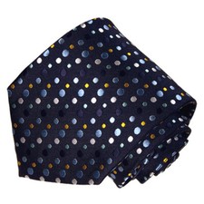 Men's Navy Light Blue and Yellow Polka Dotted Tie