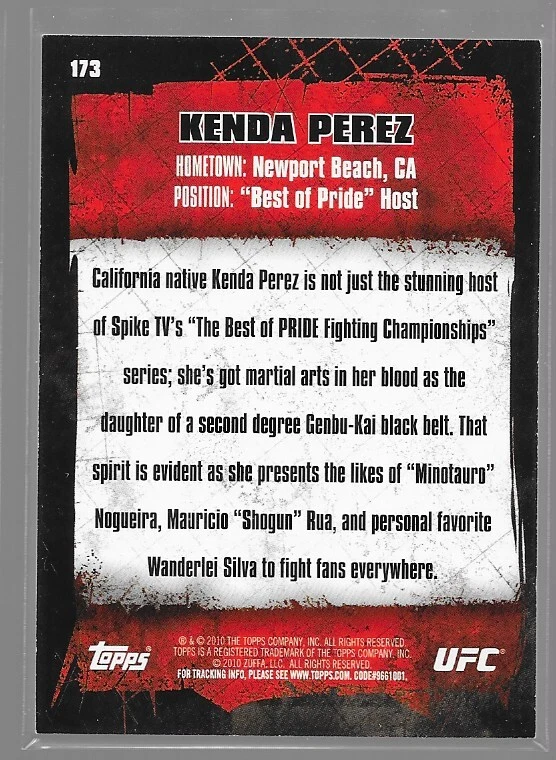 2010 Topps UFC Gold Thick Card KENDA PEREZ #173 Best of Pride Host Model - Image 2 of 2