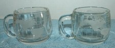 Set Of 2 Vintage Nestle Nescafe World Globe Frosted Glass Coffee Mugs Cups