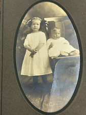 Antique Photograph Portrait Children Little Girl Baby Black White Historical