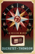 1940 Ducretet-Thomson La Voie Du Monde French Radio Poster 1939 13 x 19 Giclee