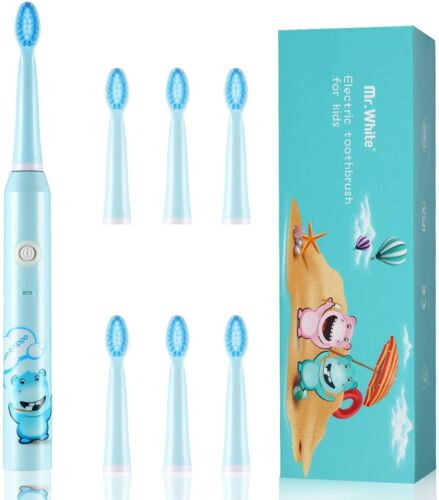 Mr.White Electric Toothbrush Kids Toothbrush 3 Modes Waterproof with 6 Replaceme - Picture 1 of 9