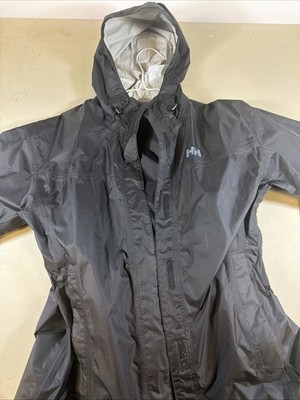 Helly Hansen Windbreaker Jacket Unisex L  Black Hoodie Rain Coat Full Zip