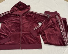 Women's Guess Sweatsuit Zip Up Hoodie/ Matching Sweatpants Size XL -Maroon- EUC