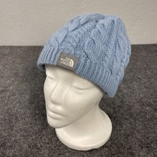 The North Face Cable Knit Beanie Womens Hat Blue Wool Blend One Size Winter