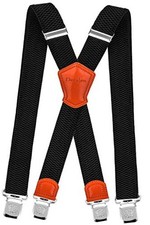 Mens Suspenders Very Strong Clips Heavy Duty Braces Big and Tall X Black 1